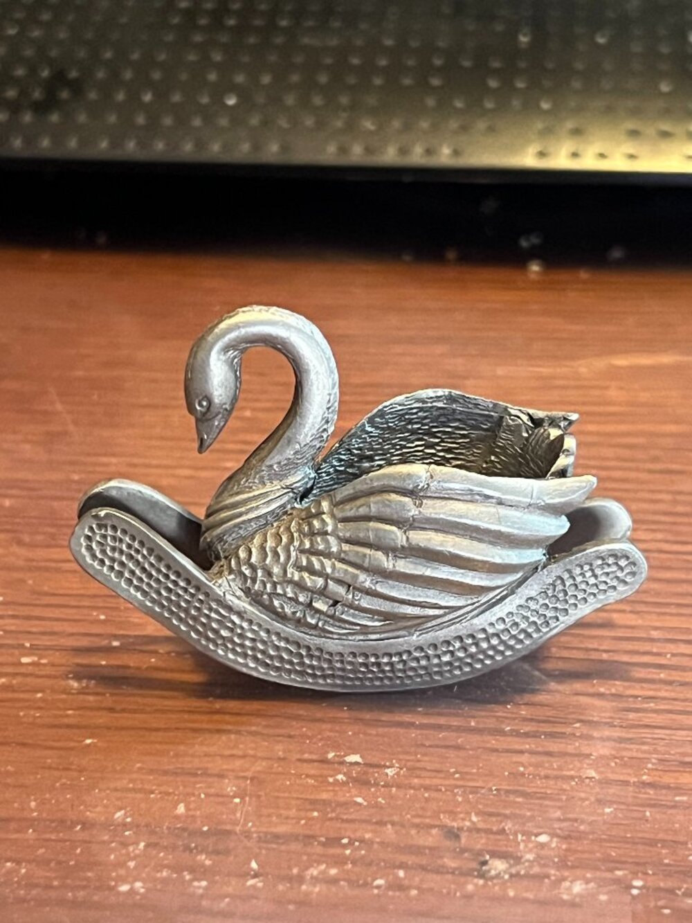 VTG 1983 Spoontiques Pewter Rocking Swan Toothpick Holder Figure PP560